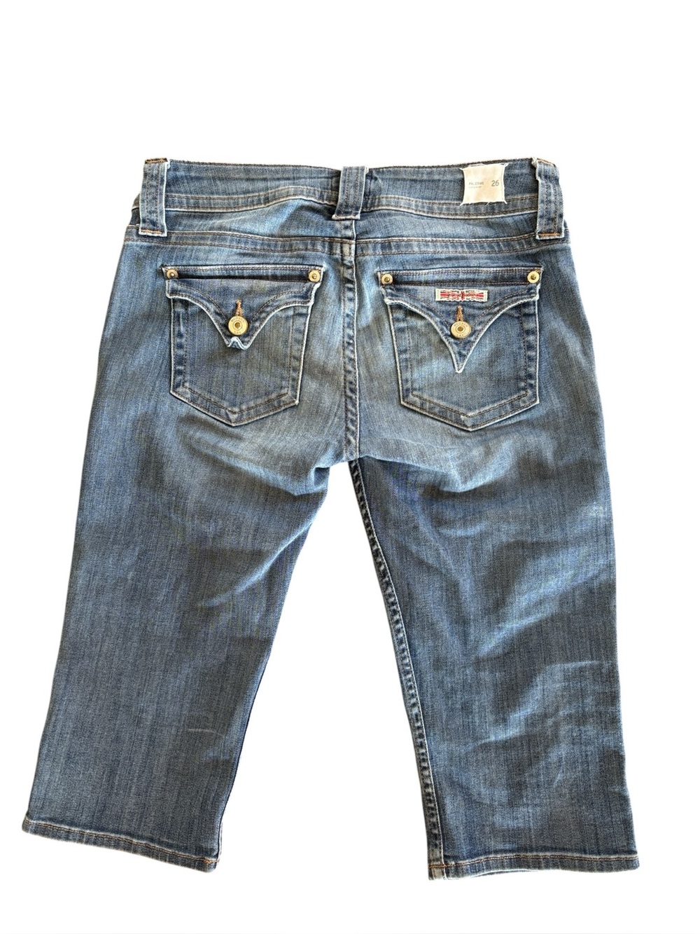 Hudson Palerme Knee Cuffed Short Cropped Blue Jeans Size 26‎